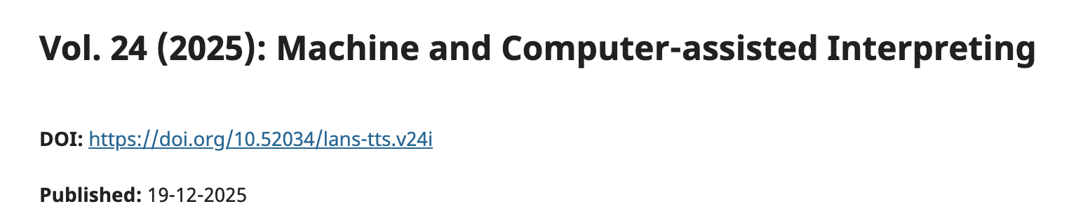 New Edited Volume: Machine and Computer-Assisted Interpreting